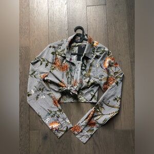 NWT Floral & Striped Cropped Shirt